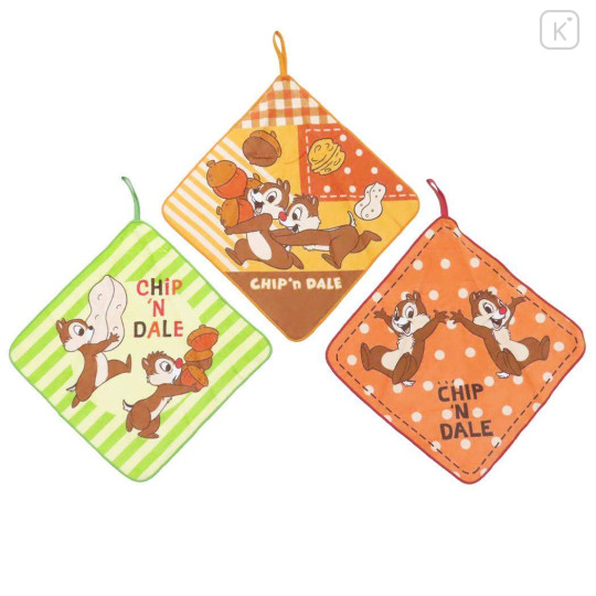 Japan Disney Hand Towel with Loop Set - Chip & Dale - 1