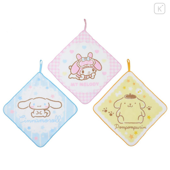 Japan Sanrio Hand Towel with Loop Set - Cinnamoroll & Pompompurin & My Melody - 1