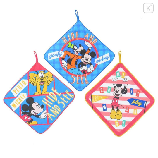 Japan Disney Hand Towel with Loop Set - Goofy & Mickey Mouse - 1