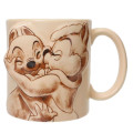 Japan Disney Ceramic Mug - Chip & Dale Sweet Kiss - 1