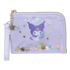 Japan Sanrio Pass Case Card Holder & Coin Case - Kuromi / Everyday Is A Fun Day Togther With Friends