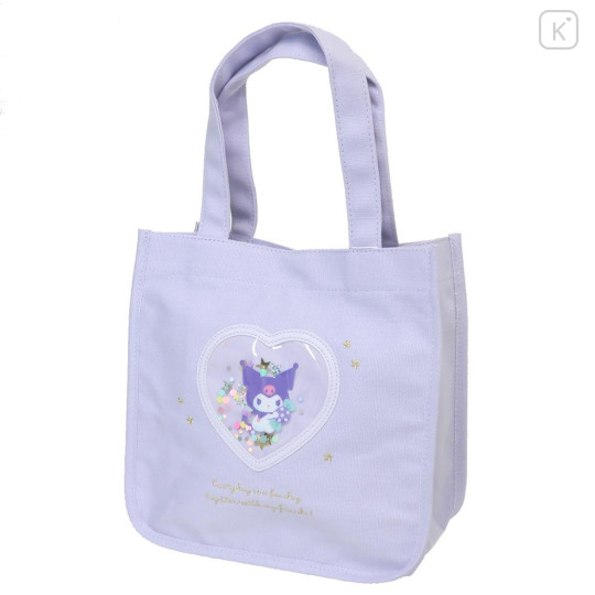 Japan Sanrio Mini Tote Bag - Kuromi / Everyday Is A Fun Day Togther With Friends - 1