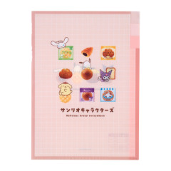Japan Sanrio 3 Pockets A4 Index File - Retro Bread / Pink