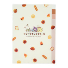 Japan Sanrio 3 Pockets A4 Index File - Retro Bread / White
