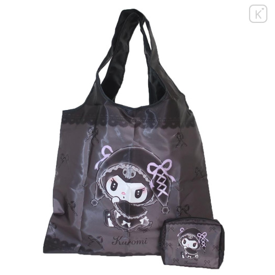 Japan Sanrio Eco Shopping Bag & Pouch - Kuromi / Midnight Melokuro - 1