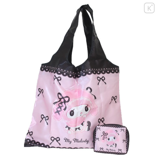 Japan Sanrio Eco Shopping Bag & Pouch - My Melody / Midnight Melokuro - 1