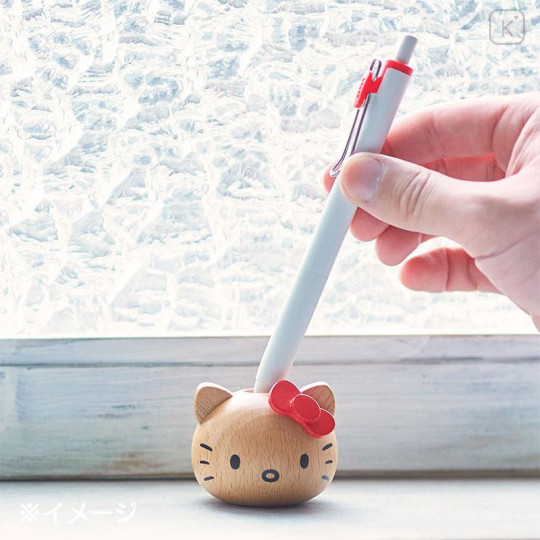 Japan Sanrio Wooden Pen Stand - Hello Kitty / Red - 4