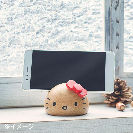 Japan Sanrio Wooden Smartphone Stand - Hello Kitty / Red - 4