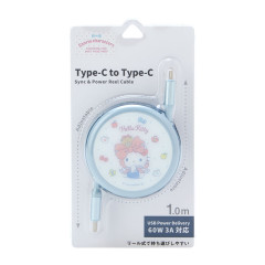 Japan Sanrio Reel USB Type-C to Type-C Sync & Power Cable - Hello Kitty
