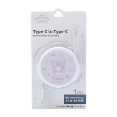 Japan Sanrio Reel USB Type-C to Type-C Sync & Power Cable - Kuromi