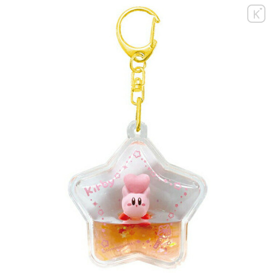 Japan Kirby Floating Sequins Keychain - Kirby : Star & Heart Orange - 1