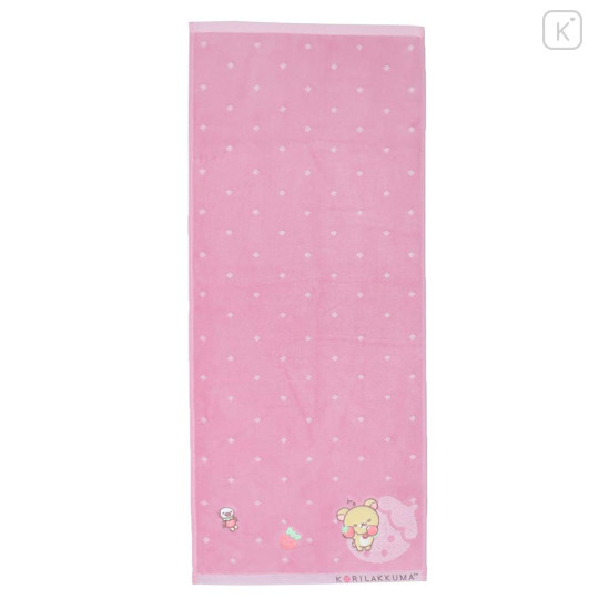 Japan San-X Jacquard Face Towel - Korilakkuma / Pink Strawberry - 1