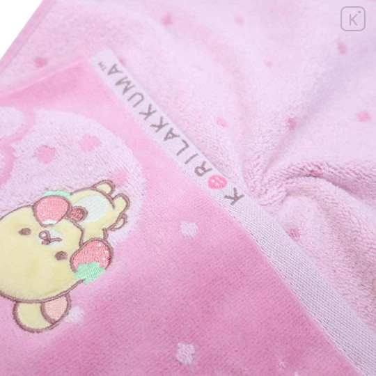 Japan San-X Jacquard Face Towel - Korilakkuma / Pink Strawberry - 2