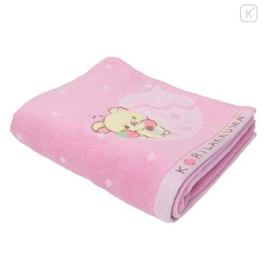 Japan San-X Jacquard Face Towel - Korilakkuma / Pink Strawberry - 3