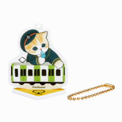 Japan Mofusand Mofumofu Station Acrylic Stand & Keychain - Cat / Station Staff & Train