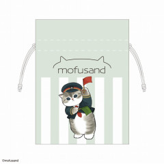 Japan Mofusand Mofumofu Station Mini Drawstring Bag - Cat / Flag