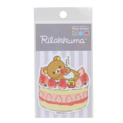 Japan San-X Vinyl Sticker - Rilakkuma & Kiiroitori / Strawberry Cake