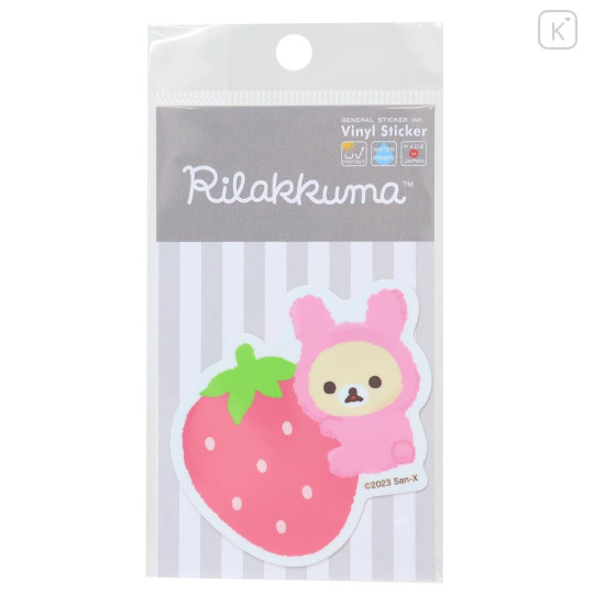 Japan San-X Vinyl Sticker - Korilakkuma / Strawberry B - 1