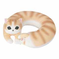 Japan Mofusand Travel Fluffy Neck Pillow Cushion - Cat / Brown & White Nyan