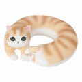 Japan Mofusand Travel Fluffy Neck Pillow Cushion - Cat / Brown & White Nyan - 1