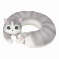 Japan Mofusand Travel Fluffy Neck Pillow Cushion - Cat / Grey & White Nyan - 4