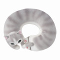 Japan Mofusand Travel Fluffy Neck Pillow Cushion - Cat / Grey & White Nyan - 5