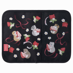 Japan Mofusand Passport Holder Multi Accessory Case - Cat / Strawberry Black & Red