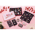 Japan Mofusand Passport Holder Multi Accessory Case - Cat / Strawberry Black & Red - 3