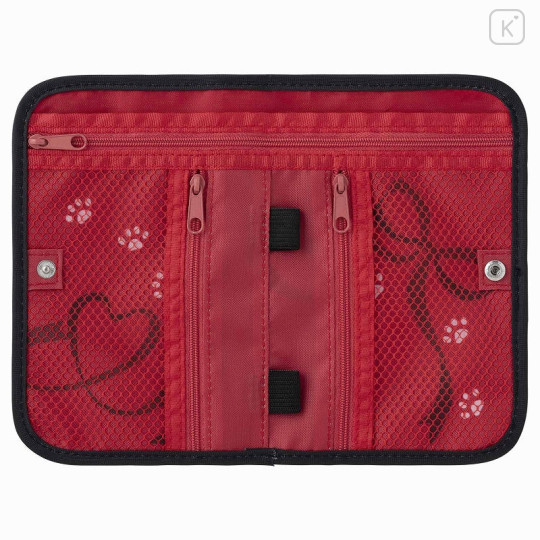 Japan Mofusand Passport Holder Multi Accessory Case - Cat / Strawberry Black & Red - 5