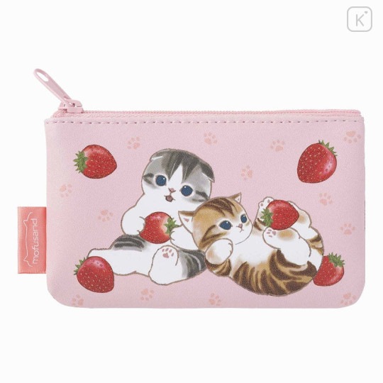 Japan Mofusand Mini Flat Pouch Set - Cat / Strawberry Black & Pink - 6