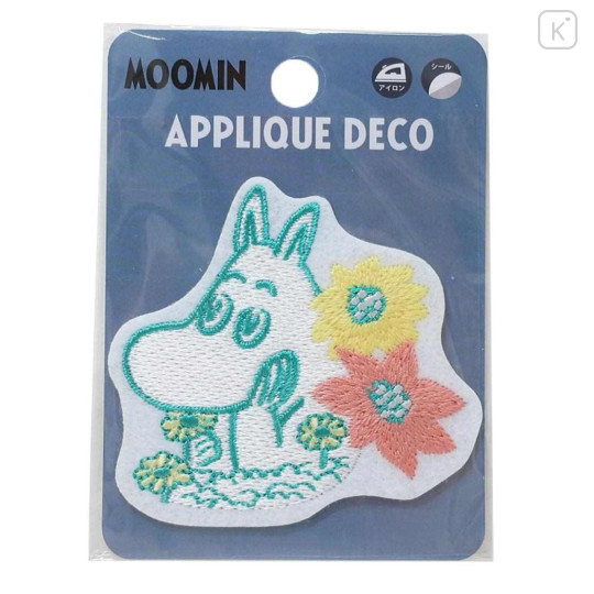 Japan Moomin Embroidery Sticker Patch - Moomintroll / Flower - 1