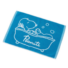 Japan Peanuts Jacquard Mat - Snoopy / Bath Time Blue & White