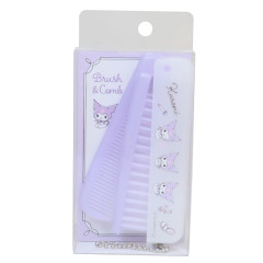 Japan Sanrio Folding Compact Comb & Brush - Kuromi / Purple