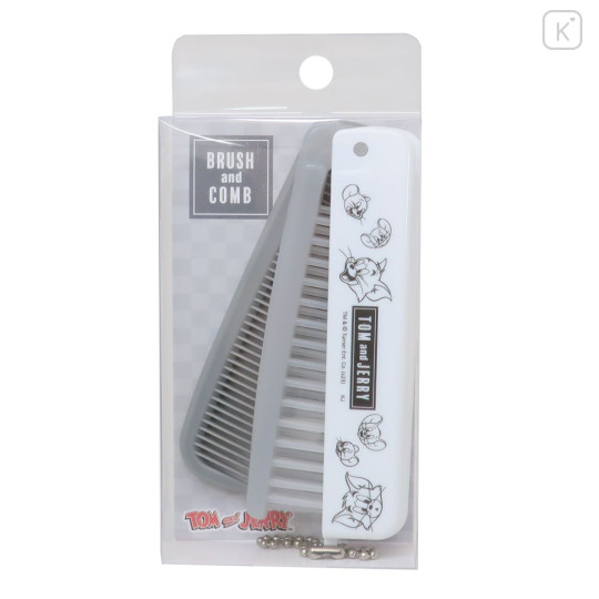 Japan Tom and Jerry Folding Compact Comb & Brush - Grey White - 1