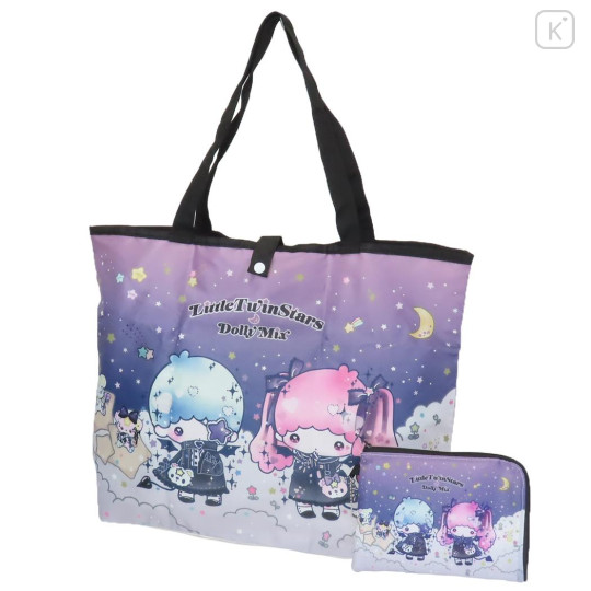 Japan Sanrio Eco Shopping Bag & Pouch - Little Twin Stars / Dolly Mix - 1