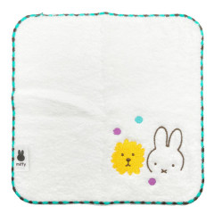 Japan Miffy Fliffy Embroidered Mini Towel Handkerchief - White & Green