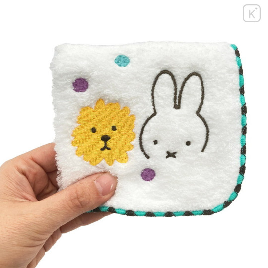 Japan Miffy Fliffy Embroidered Mini Towel Handkerchief - White & Green - 3