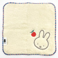 Japan Miffy Fliffy Embroidered Mini Towel Handkerchief - Cream Apple - 1