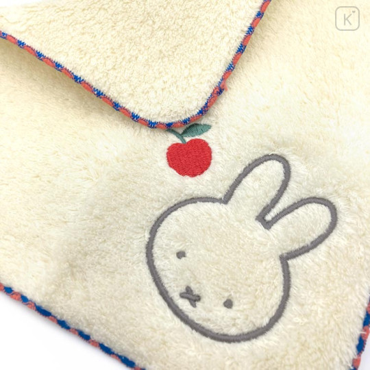 Japan Miffy Fliffy Embroidered Mini Towel Handkerchief - Cream Apple - 2