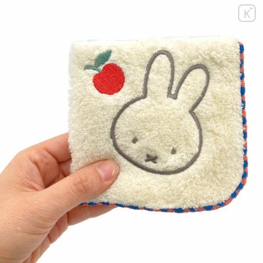 Japan Miffy Fliffy Embroidered Mini Towel Handkerchief - Cream Apple - 3