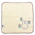 Japan Miffy Fliffy Embroidered Mini Towel Handkerchief - Cream Purple Flower - 1