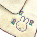 Japan Miffy Fliffy Embroidered Mini Towel Handkerchief - Cream Purple Flower - 2