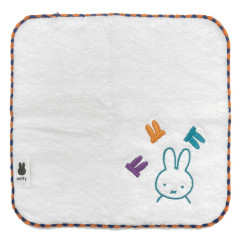 Japan Miffy Fliffy Embroidered Mini Towel Handkerchief - White & Orange Blue