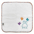 Japan Miffy Fliffy Embroidered Mini Towel Handkerchief - White & Orange Blue - 1