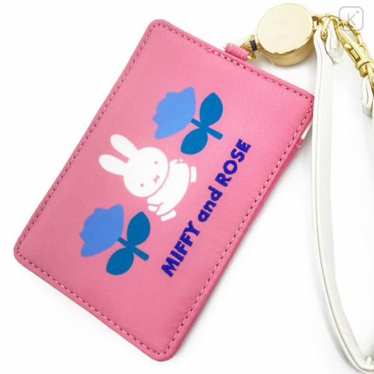 Japan Miffy Pass Case Card Holder & Reel - Rose / Pink - 1