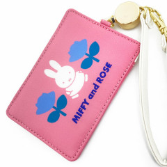 Japan Miffy Pass Case Card Holder & Reel - Rose / Pink