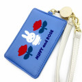 Japan Miffy Pass Case Card Holder & Reel - Rose / Puple B - 1