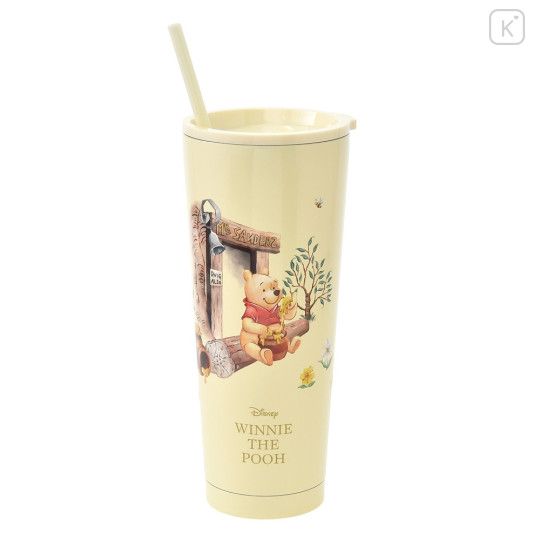 Japan Disney Store Stainless Steel Tumbler With Lid - Pooh In Forest - 1