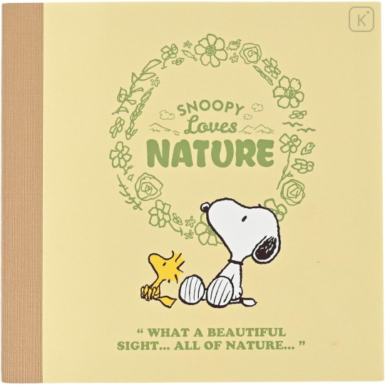 Japan Peanuts Square Memo - Snoopy & Woodstock / Love Nature - 1