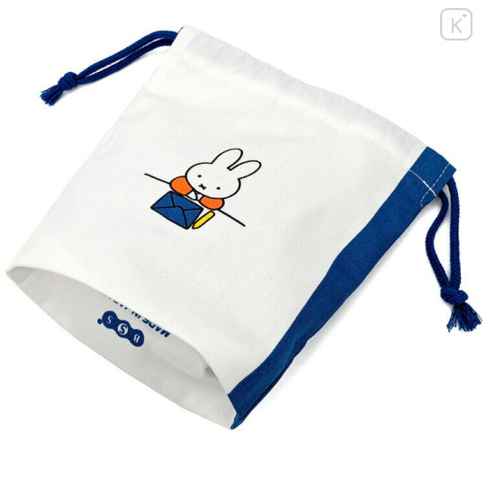 Japan Miffy Drawstring Bag - Writing Letter / Navy & White - 2